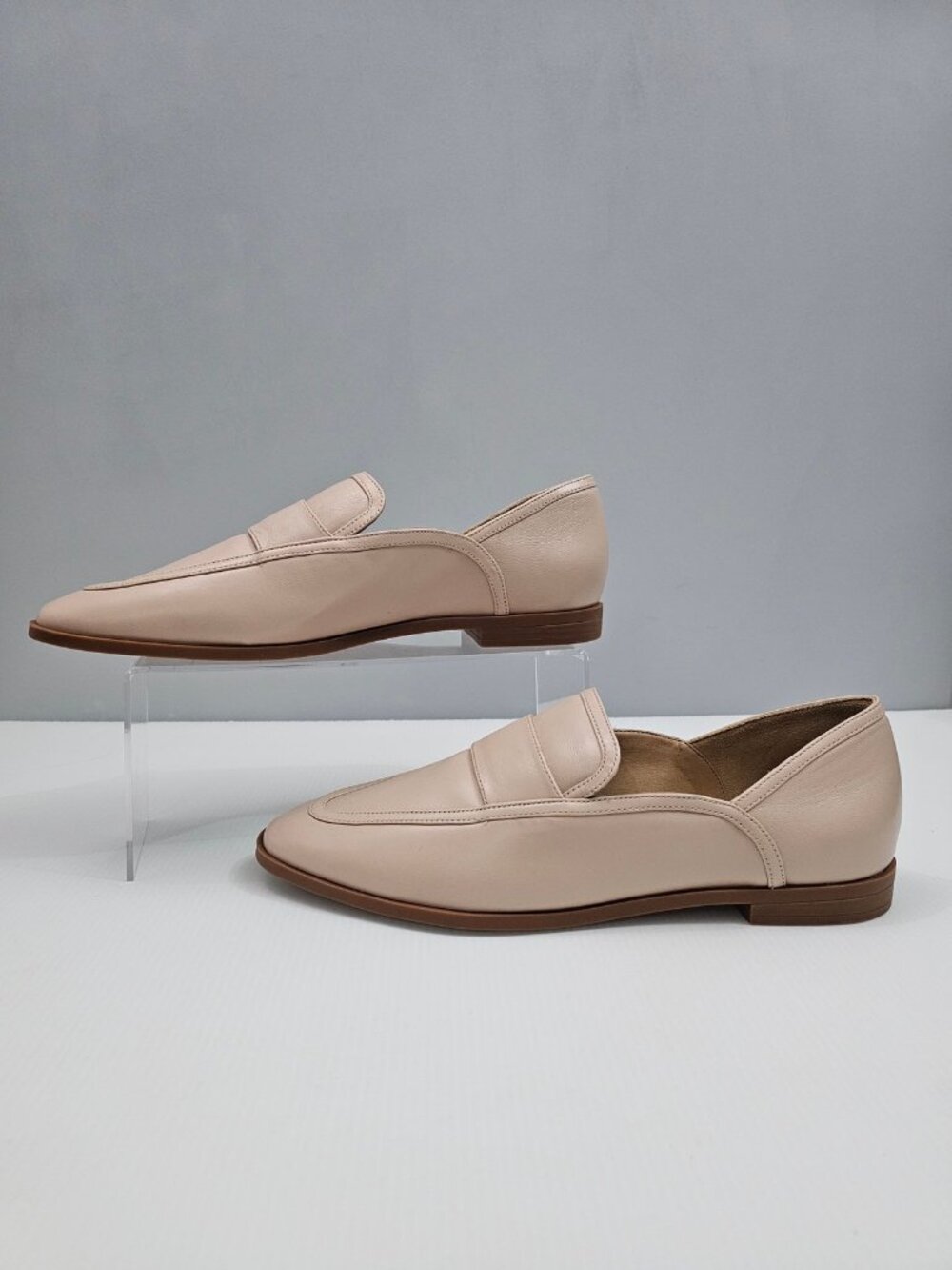 Schutz Maurice Penny Loafer Flats Womens 10 Beige Nappa Leather Minimalist NEW - Picture 2 of 14